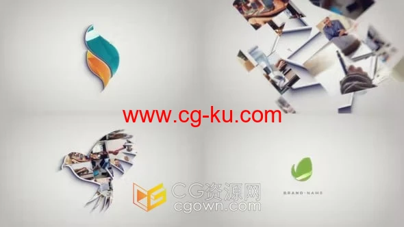 AE模板-光泽感轮廓描边照片拼贴心标志动画Mosaic Logo Reveal的图片1