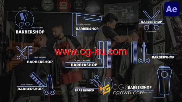 Barbershop Titles AE模板美发师等级头衔文字标题的图片1