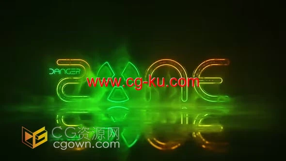 Grunge Neon Logo AE模板霓虹灯闪电赛博朋克视频片头的图片1