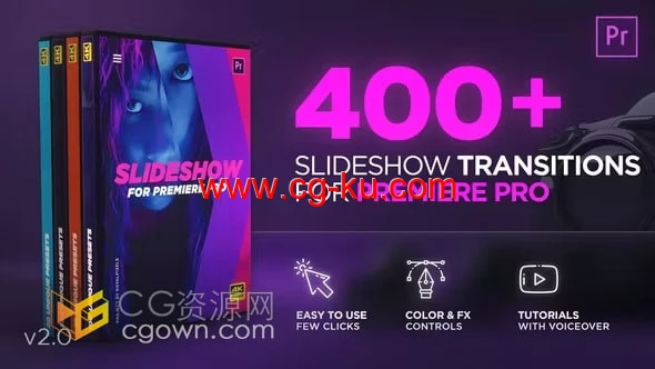 Slideshow Transitions PR模板400种过渡预设视频剪辑转场效果的图片1