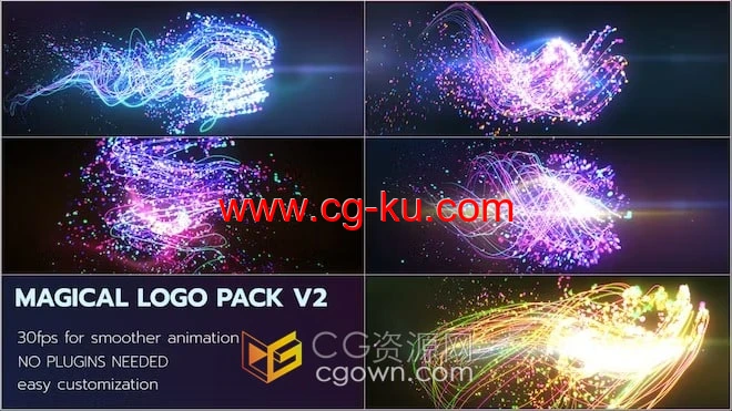 AE模板-魔法神奇缠绕线条彩色粒子散落LOGO标志动画的图片1