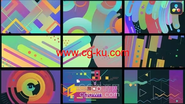 DR达芬奇模板-抽象渐变多彩动态图形过渡Colorful Shape Transitions的图片1