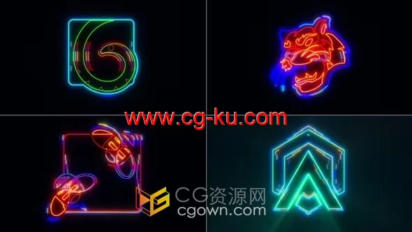 闪烁霓虹灯标志动画AE LOGO模板下载的图片1