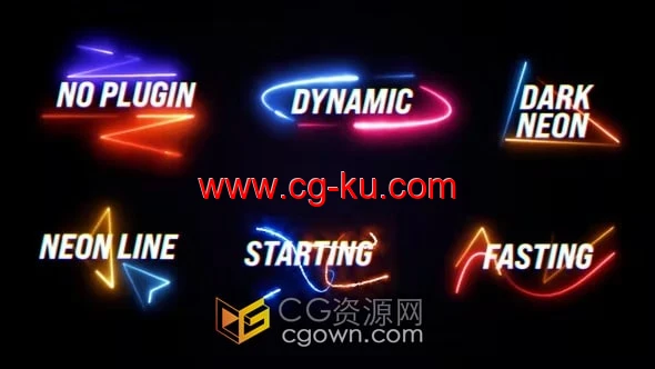 PR模板工程-霓虹灯标题动画社交平台宣传视频流行艺术发光文字效果的图片1