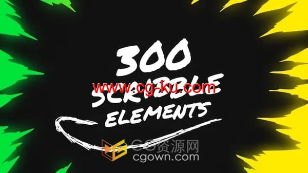 300个涂鸦元素制作视频特效叠加动画元素-AE模板下载的图片1