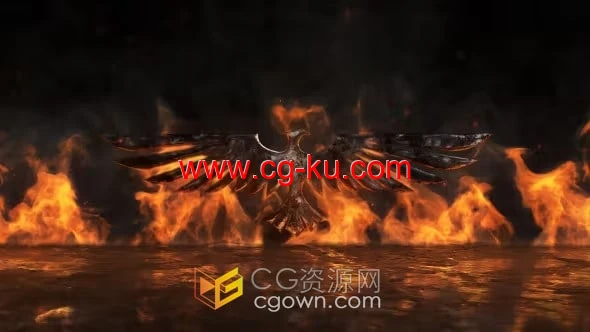 逼真烈火燃烧金属logo显示AE火焰标志动画的图片1
