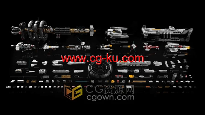宇宙飞船系列3D模型鳍机翼重力轮发动机推进器助推器天线的图片2