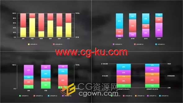 AE信息图表模板-垂直堆积条形图Vertical Stacked Bar Infographic的图片1