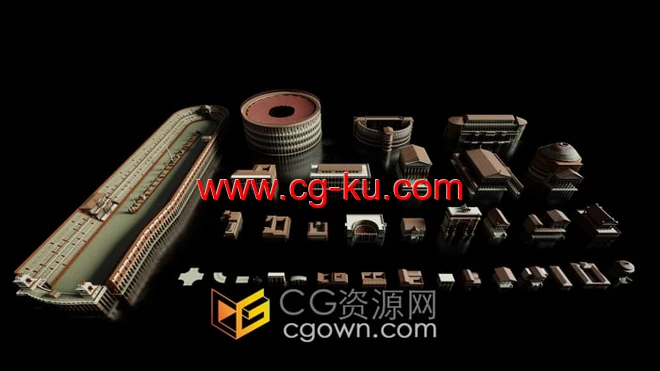 罗马风格建筑3D模型住宅建筑桥梁广场喷泉斗兽场万神殿的图片2