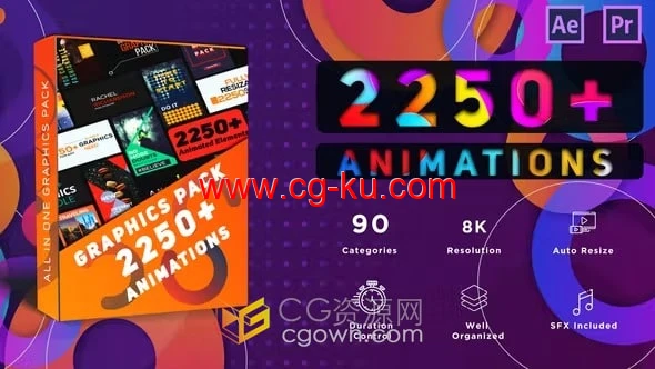 免费下载超过2250个图形元素包含过渡标题标注社交媒体AE动画图形模板的图片1