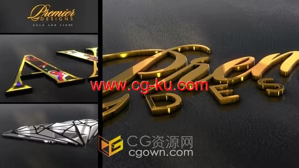 AE模板-金色银色彩色金属和高光LOGO 3D标志动画的图片1