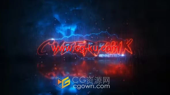 AE模板-黑暗场景霓虹灯闪电能量LOGO动画标志的图片1