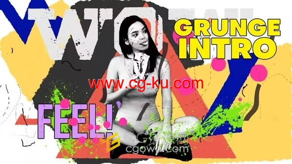 AE模板-彩色涂鸦风格摇滚歌手时尚名博定格动画Grunge介绍视频的图片1
