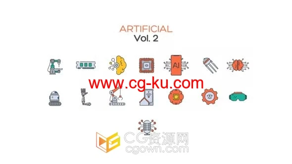 AE模板-趣味人工智能线条图标平面设计图标动画的图片1