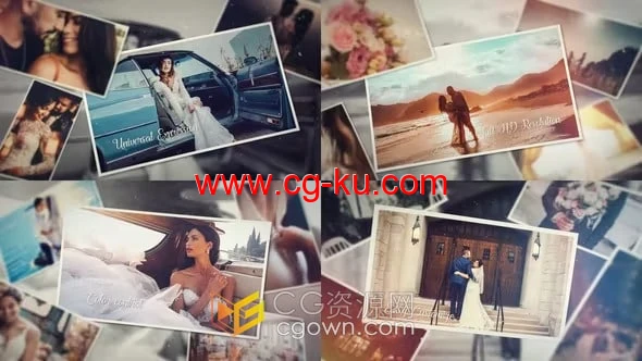 AE模板-悬浮遮罩动画效果美丽照片浪漫婚礼相册摄影作品展示的图片1