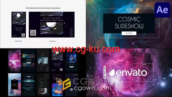AE模板-现代宇宙空间科学主题幻灯片宣传竖屏小视频制作的图片1