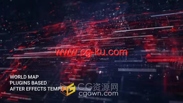 高科技数字地图世界地图背景带插件版AE工程的图片1