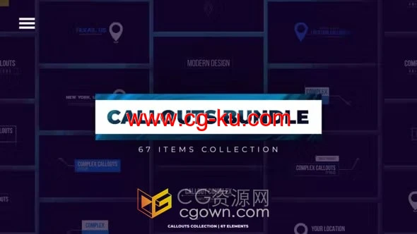 AE模板-67个线条呼出自适应排版位置标注CallOuts标题动画的图片1