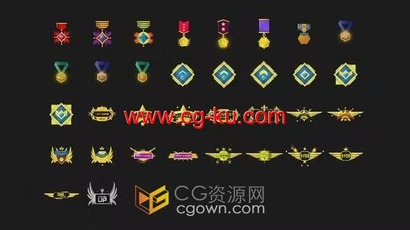 AE模板-奖牌勋章徽章成就游戏战利品盒盾牌工具等级图标动画的图片1