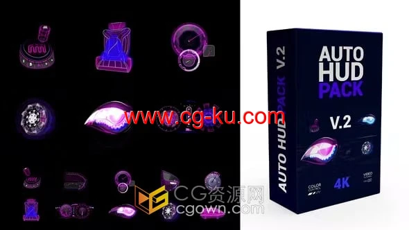 AE模板-22+未来派汽车AUTO HUD元素技术工具包的图片1