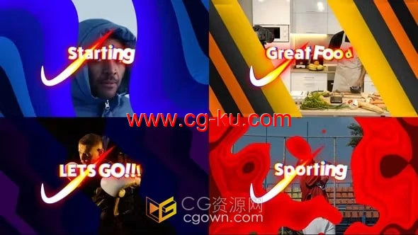 五彩几何形状过渡文本元素-AE转场模板免费下载的图片1