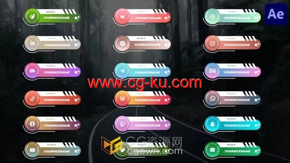 AE模板-现代社交媒体标题栏彩色动态图形字幕条动画的图片1