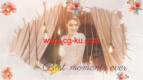 婚礼请柬邀请视频唯美花朵照片视频相册动画-AE模板的图片1