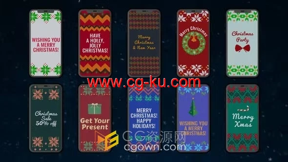 10个手机端竖屏圣诞贺卡AE节日祝福小视频模板的图片1