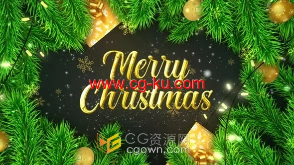 AE模板-圣诞节问候视频贺卡新年祝福散景粒子动画片头的图片1