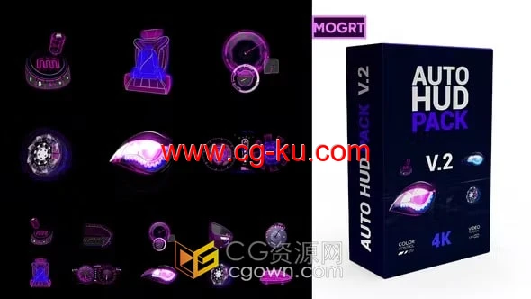 PR科技元素模板-超过22个3D透视图组合变体汽车技术元素包AUTO HUD的图片1