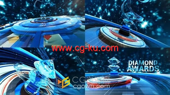 AE模板-魅力珠宝水晶3D钻石动画优雅颁奖典礼晚会活动包装的图片1