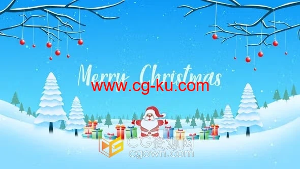 AE模板-卡通圣诞场景动画元素制作节日祝福视频贺卡的图片1