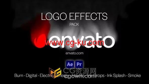 免费下载8种标志动画活力数字墨滴飞溅灼烧烟雾等效果-AE与PR模板的图片1