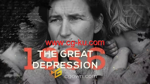 墨水动画效果历史幻灯片介绍视频-AE模板下载的图片1