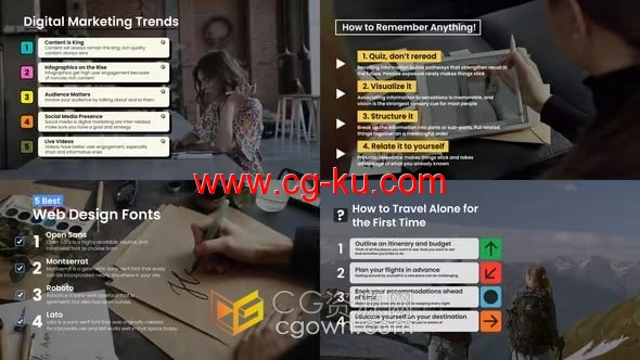 15种设计文字标题列表信息图表效果动画-AE模板下载的图片1