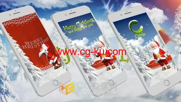 3D圣诞老人动画庆祝Christmas节日快乐小视频-AE模板的图片1