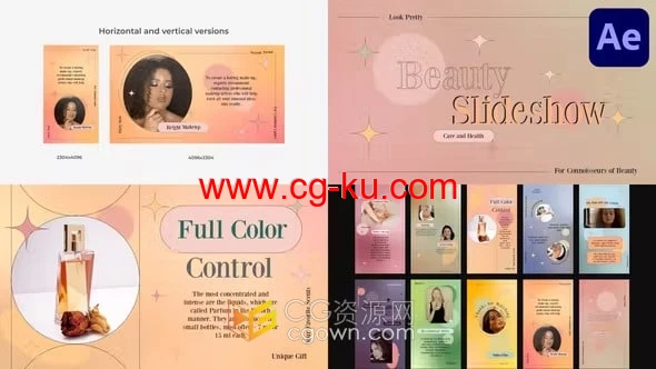 AE模板-美容创意幻灯片时尚多彩社交媒体宣传视频的图片1