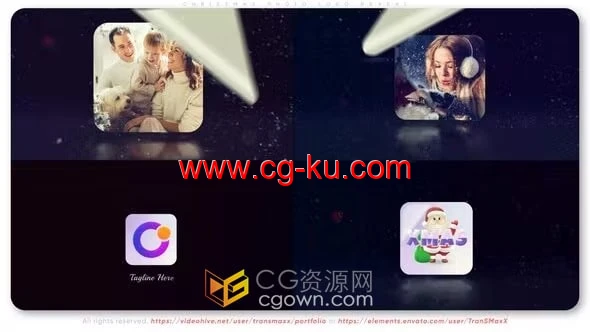 AE模板-照片叠加相册片头快乐圣诞新年冬季视频问候的图片1