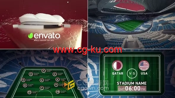 Al Wakrah Stadium体育场动画演示世界杯直播视频包装-AE模板的图片1