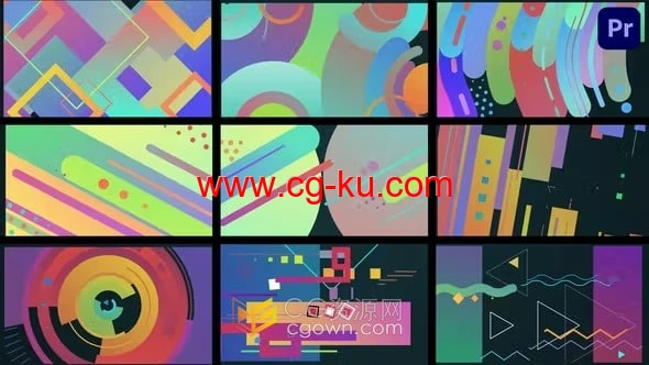 彩色形状过渡视频转场效果9组-PR模板下载的图片1