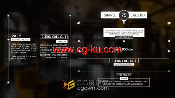 7种目标尺寸长度测量标注文字标题动画-AE模板的图片1