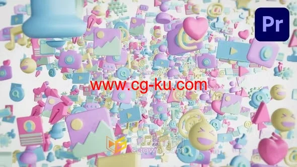 4K分辨率社交媒体图标动画宣传视频片头-PR模板下载的图片1