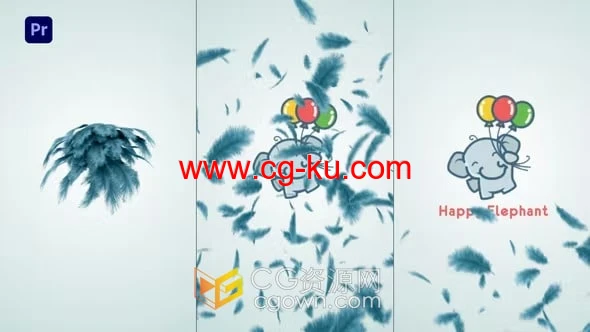 PR模板-趣味3D球体炸开蓬松羽毛飘落游戏卡通标志羽毛LOGO动画的图片1