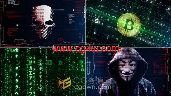 矩阵数字化空间黑客科技视频片头与转场效果-AE模板的图片1
