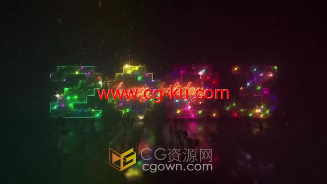 2023花环装饰雪花彩灯效果圣诞节场景视频片头动画-AE模板的图片1