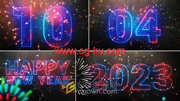 2023年新年快乐10秒倒数开场视频片头动画-AE模板的图片1