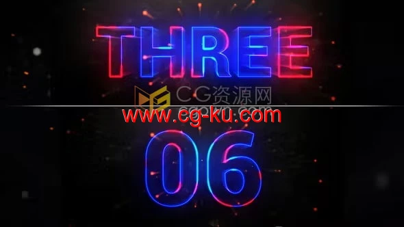霓虹灯倒计时10秒数字特效动画开场视频片头-AE模板的图片1