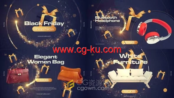 黑色星期五特卖场双十二圣诞节优惠活动广告视频-AE模板的图片1