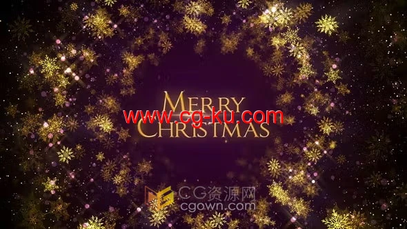 金色粒子雪花元素动画圣诞节祝福贺卡视频片头-AE模板的图片1