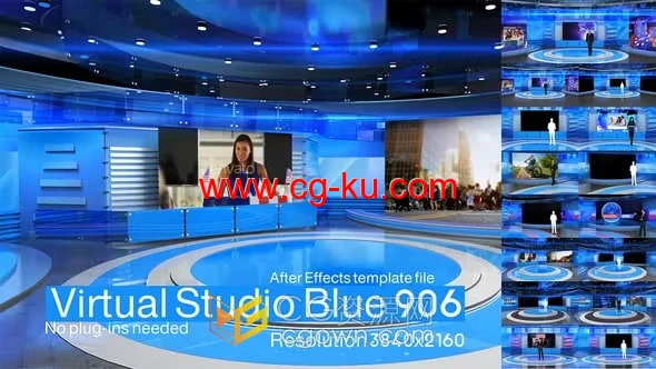 7个虚拟工作室场景电视直播演播室4K分辨率-AE模板的图片1